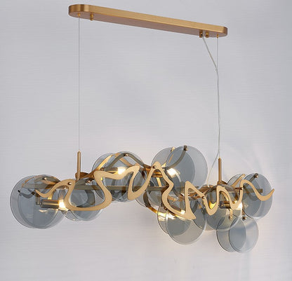Post-modern Light Luxury Minimalist Round Glass Cluster Chandelier for Dining/Living Room/Bedroom