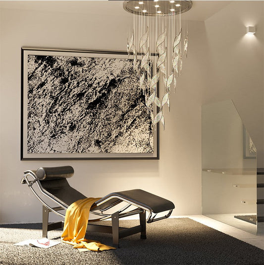 Modern Light Luxury Multi-layered Openwork Leaf Crystal Chandelier for Living Room/ Staircase/Duplex - Richardrider