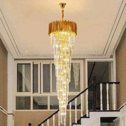 Luxury Gold Spiral Crystal Chandelier for Staircase/Foyer/Entryway - Richardrider