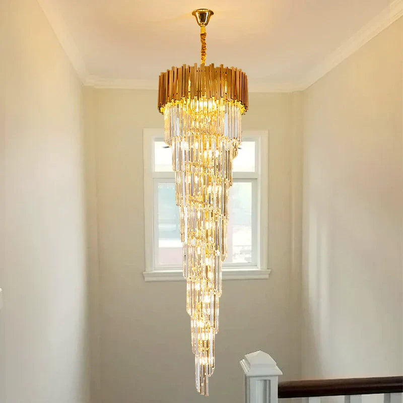 Luxury Gold Spiral Crystal Chandelier for Staircase/Foyer/Entryway - Richardrider