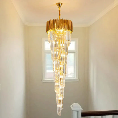 Luxury Gold Spiral Crystal Chandelier for Staircase/Foyer/Entryway - Richardrider