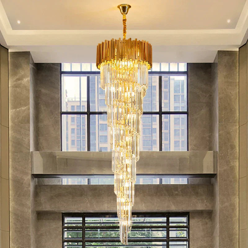 Luxury Gold Spiral Crystal Chandelier for Staircase/Foyer/Entryway - Richardrider