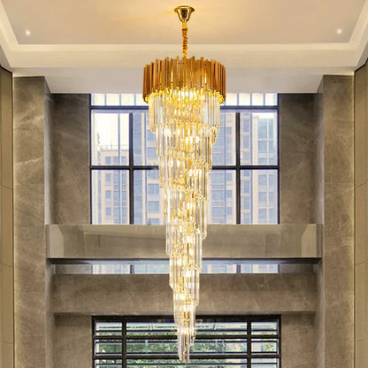Luxury Gold Spiral Crystal Chandelier for Staircase/Foyer/Entryway - Richardrider