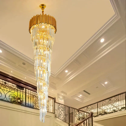 Luxury Gold Spiral Crystal Chandelier for Staircase/Foyer/Entryway - Richardrider