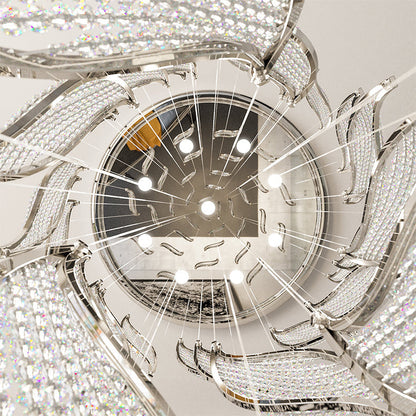 Modern Light Luxury Multi-layered Openwork Leaf Crystal Chandelier for Living Room/ Staircase/Duplex - Richardrider