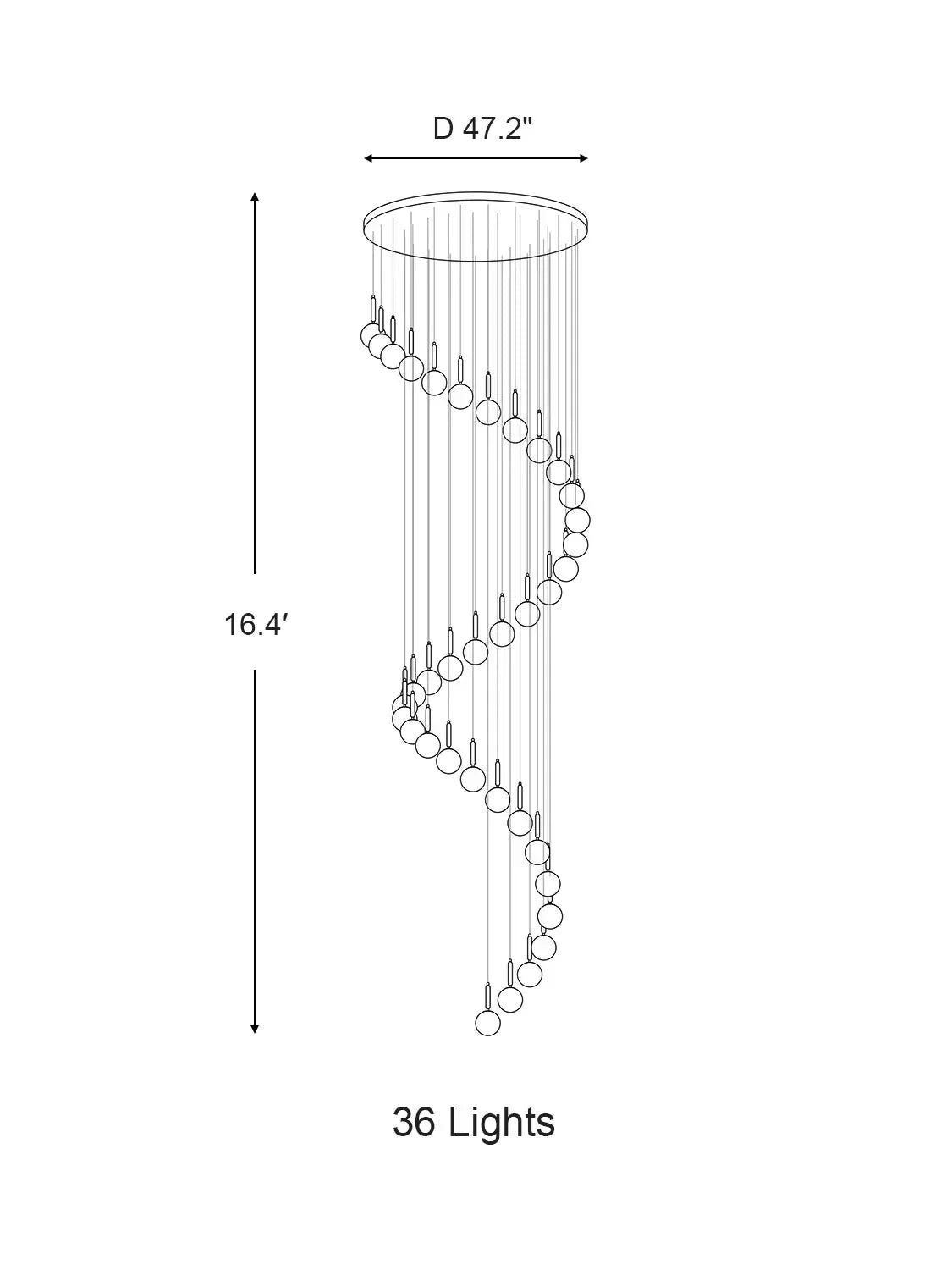 Extra Large Nordic Minimalist Long Pendant Light for Spiral Staircase/High-ceiling Room - Richardrider
