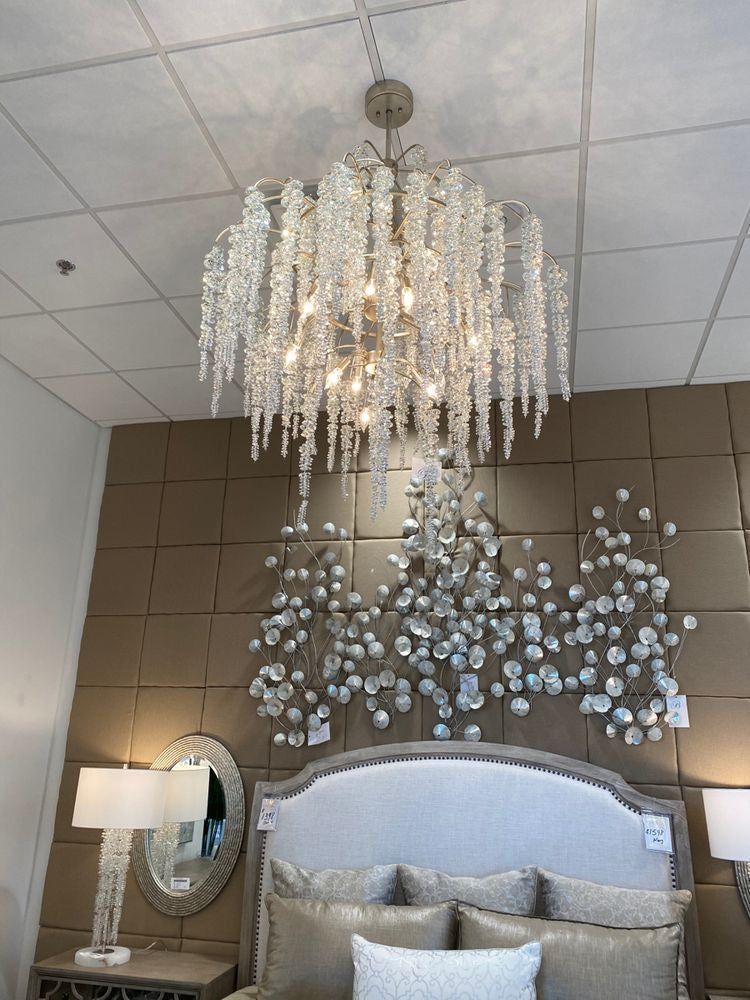 Light Luxury Silver Flower Branch Chandelier with Icicle Details for Bedroom Dining Room and Hallway - Richardrider