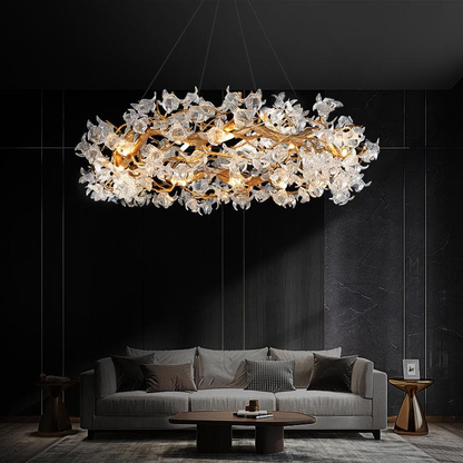 Modern Petal Crystal Round Brass Branch Chandelier - Richardrider