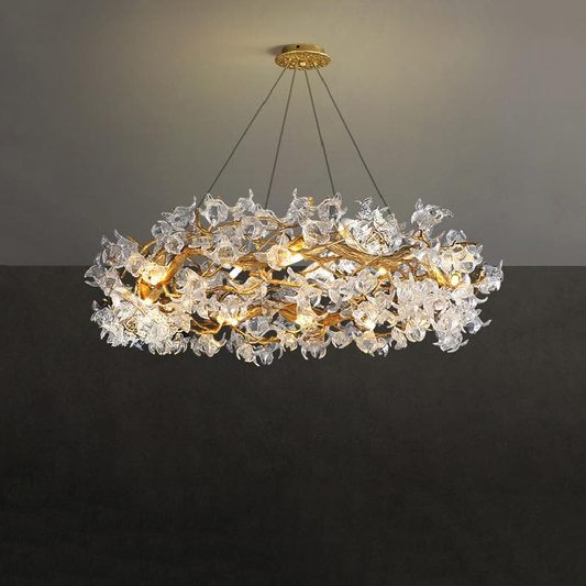 Modern Petal Crystal Round Brass Branch Chandelier - Richardrider