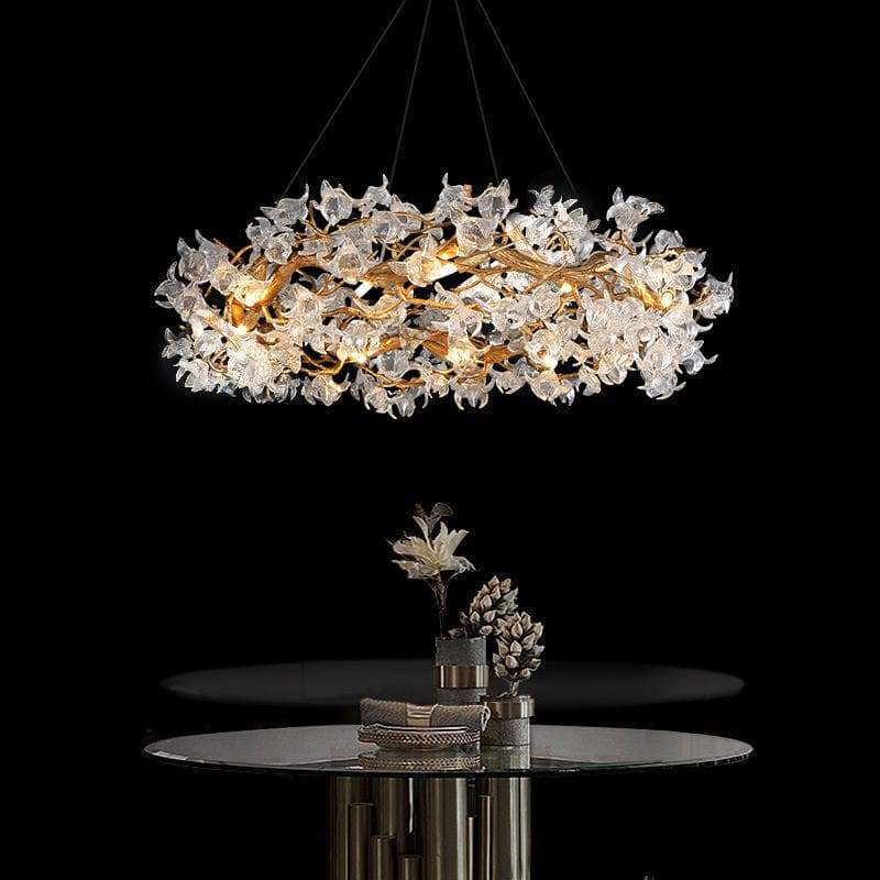 Modern Petal Crystal Round Brass Branch Chandelier - Richardrider
