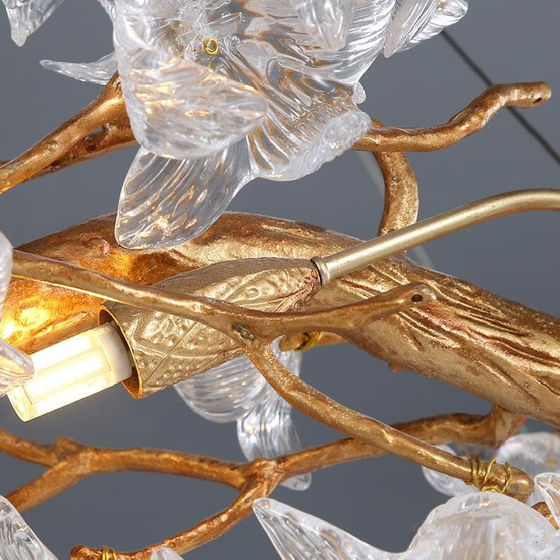 Modern Petal Crystal Round Brass Branch Chandelier - Richardrider