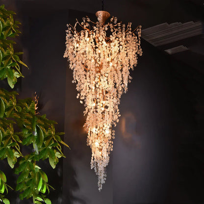 Modern Unique Artistic Flower Brass Branch Semi-flush Mount Chandelier for Living Room/ Hallway/ Entryway/ Staircase - Richardrider