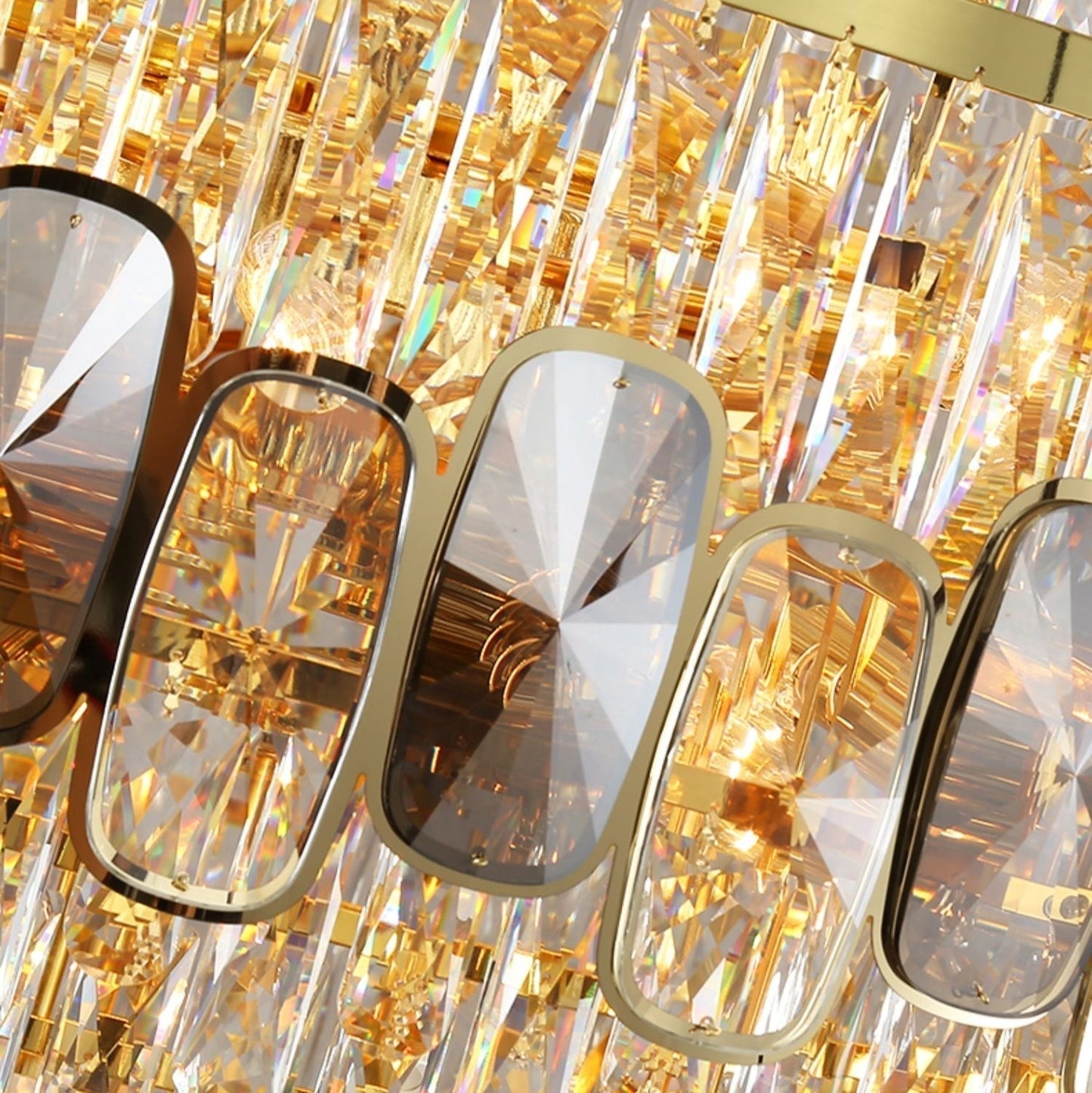 Honeycomb Shaped Ceiling Chandelier Extra Large Crystal Light Fixture For Foyer Staircase/ Entryway In Gold Finish - Richardrider
