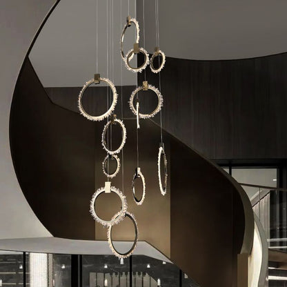 Primary Crystal Cluster 12 Rings Staircase Chandelier - Richardrider