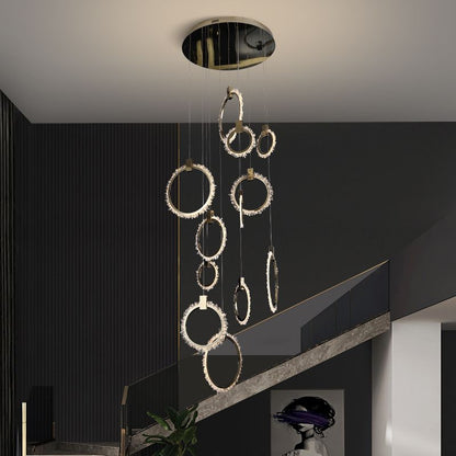 Primary Crystal Cluster 12 Rings Staircase Chandelier - Richardrider