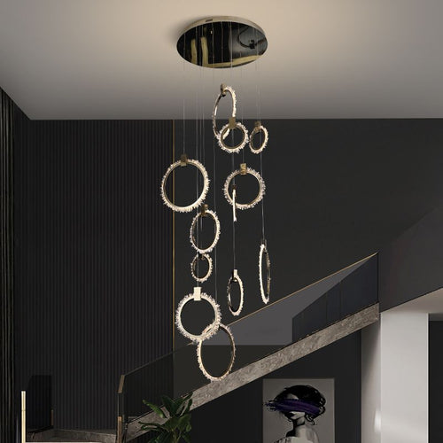 Primary Crystal Cluster 12 Rings Staircase Chandelier - Richardrider