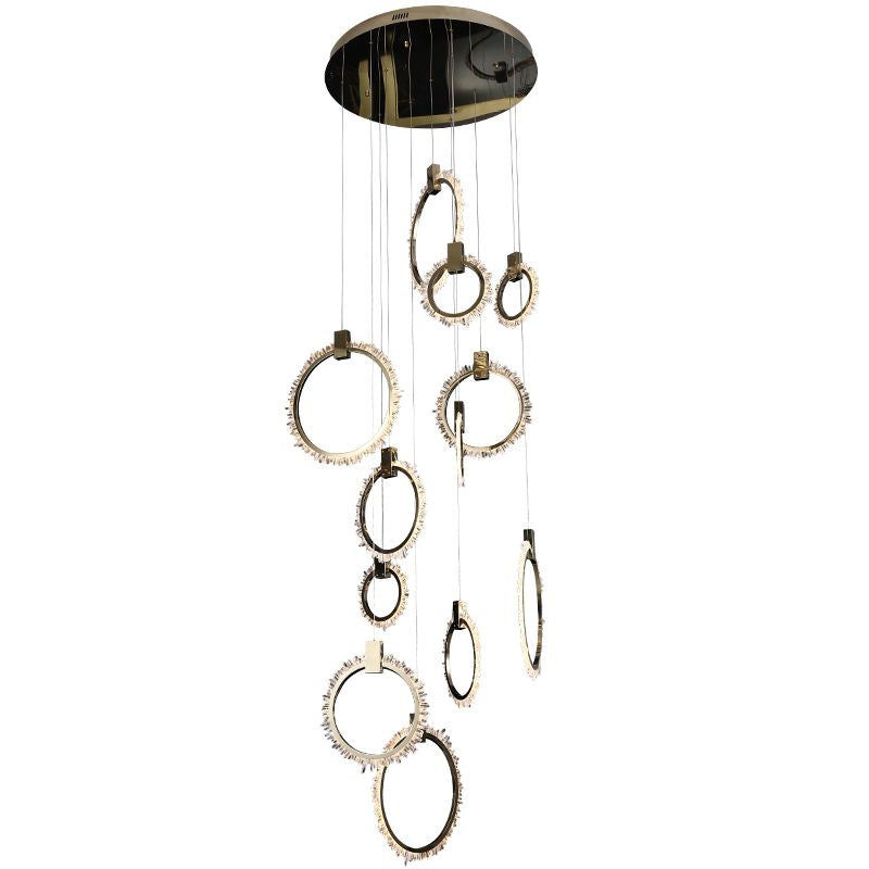 Primary Crystal Cluster 12 Rings Staircase Chandelier - Richardrider