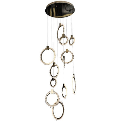 Primary Crystal Cluster 12 Rings Staircase Chandelier - Richardrider