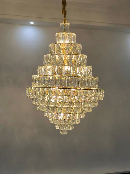 Extra Large Foyer Pure Crystal Ceiling Light Fixture Living Room Entrance Staircase Chandelier - Richardrider