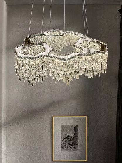 Modern Luxury Irregular Round/Oval Crystal Chandelier Set For Bedroom/Living Room/Dining Room