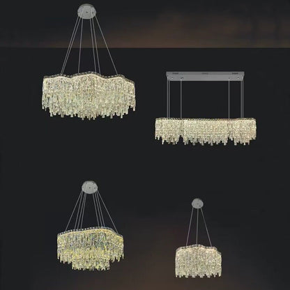 Modern Luxury Irregular Round/Oval Crystal Chandelier Set For Bedroom/Living Room/Dining Room