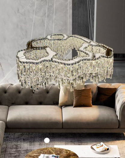 Modern Luxury Irregular Round/Oval Crystal Chandelier Set For Bedroom/Living Room/Dining Room