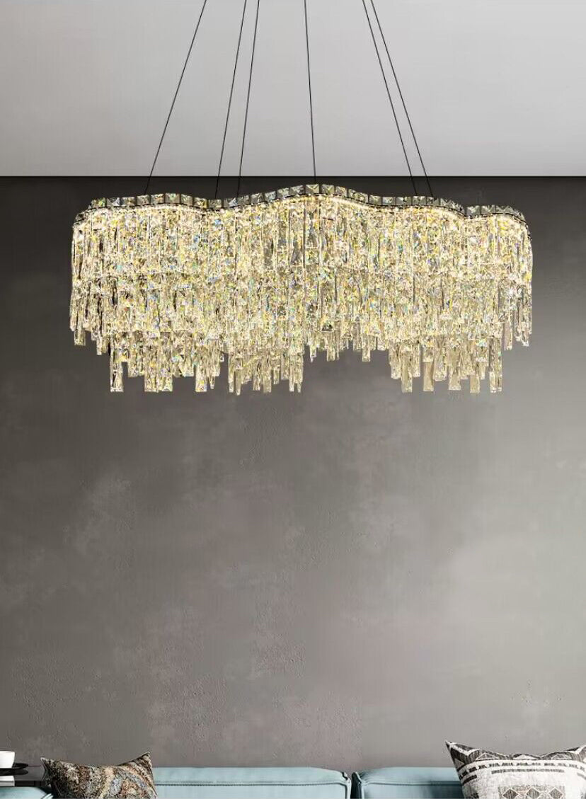 Modern Luxury Irregular Round/Oval Crystal Chandelier Set For Bedroom/Living Room/Dining Room