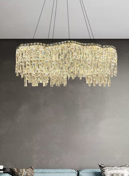 Modern Luxury Irregular Round/Oval Crystal Chandelier Set For Bedroom/Living Room/Dining Room