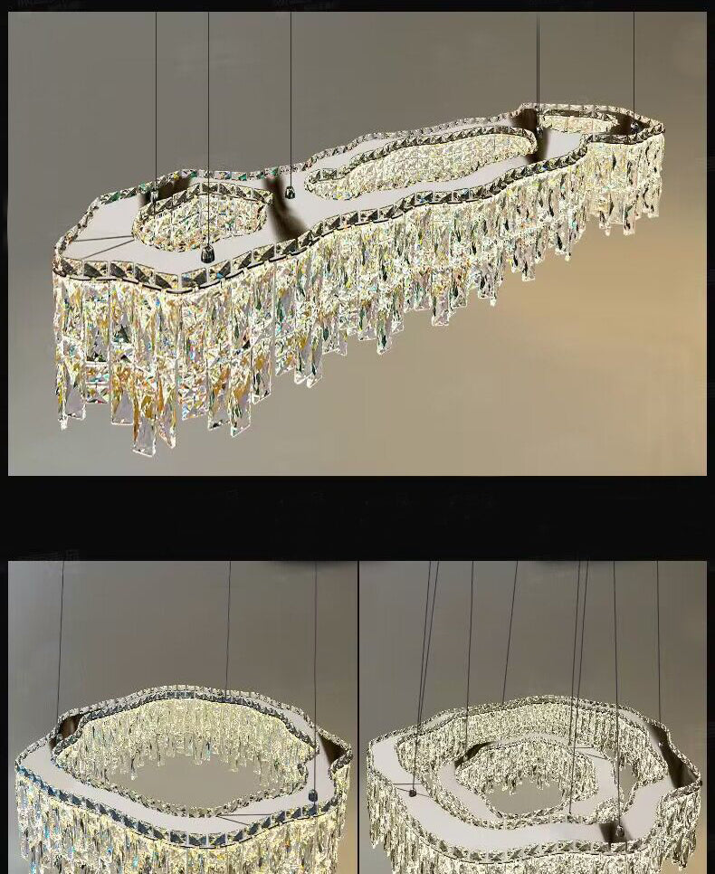 Modern Luxury Irregular Round/Oval Crystal Chandelier Set For Bedroom/Living Room/Dining Room
