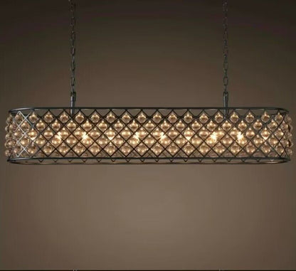 Post-modern Raindrop Crystal Chandelier Rectangle/Round Light Fixture for Living Room/Dining Table
