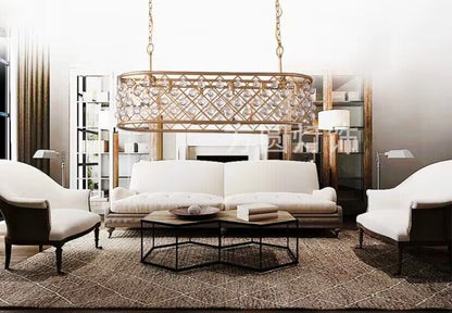Post-modern Raindrop Crystal Chandelier Rectangle/Round Light Fixture for Living Room/Dining Table