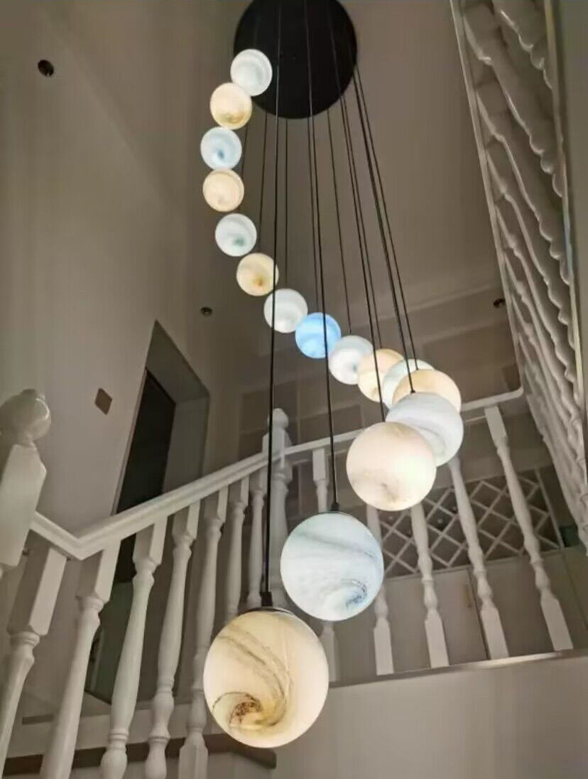 Nordic Planet Creative Long Ball Pendant Chandelier Staircase Foyer - Richardrider