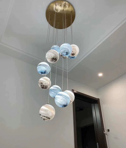 Nordic Planet Creative Long Ball Pendant Chandelier Staircase Foyer - Richardrider