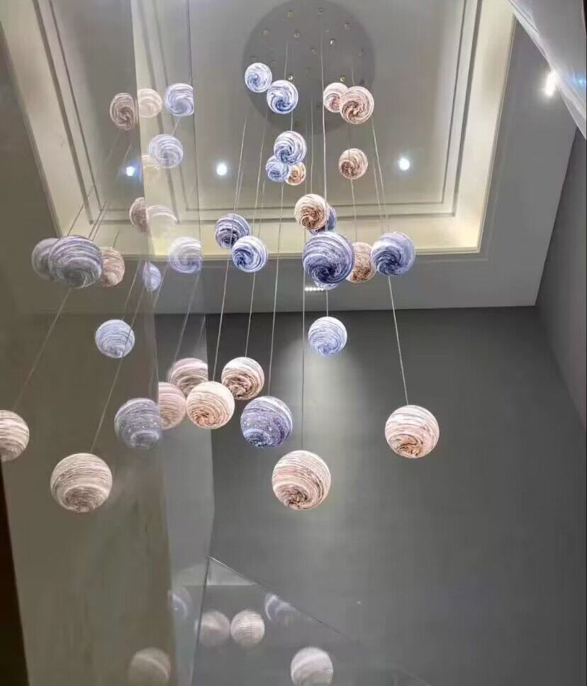 Nordic Planet Creative Long Ball Pendant Chandelier Staircase Foyer - Richardrider