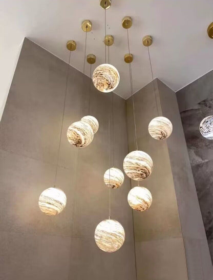 Nordic Planet Creative Long Ball Pendant Chandelier Staircase Foyer - Richardrider