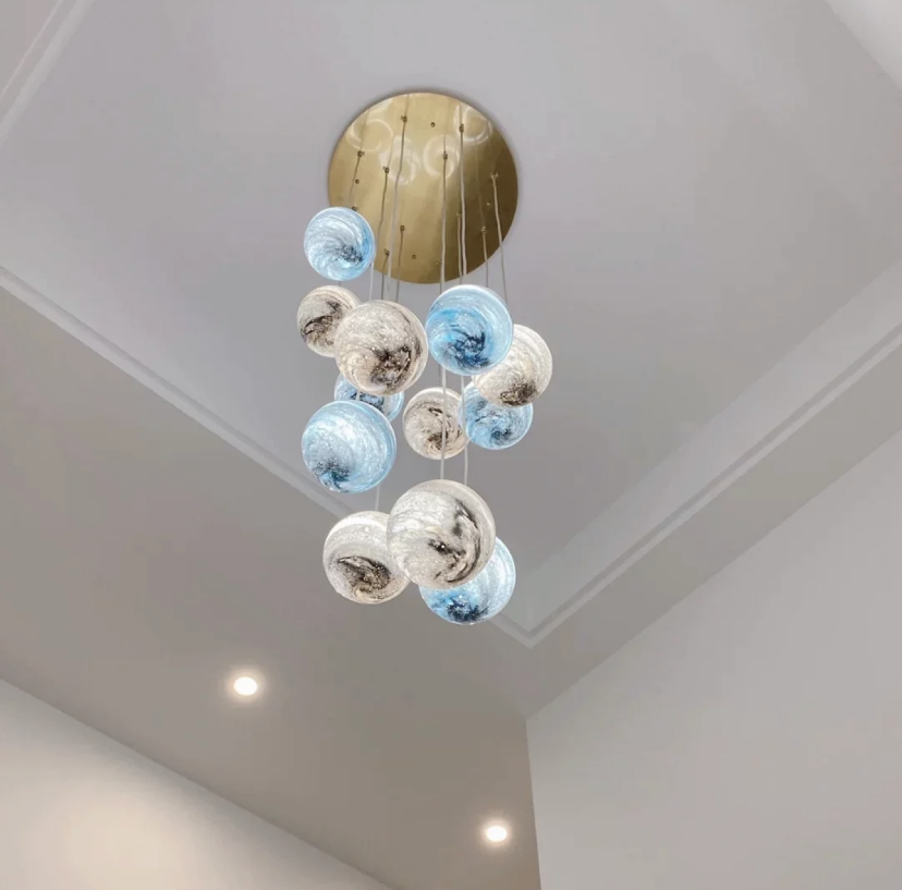 Nordic Planet Creative Long Ball Pendant Chandelier Staircase Foyer - Richardrider