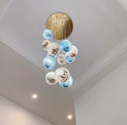 Nordic Planet Creative Long Ball Pendant Chandelier Staircase Foyer - Richardrider