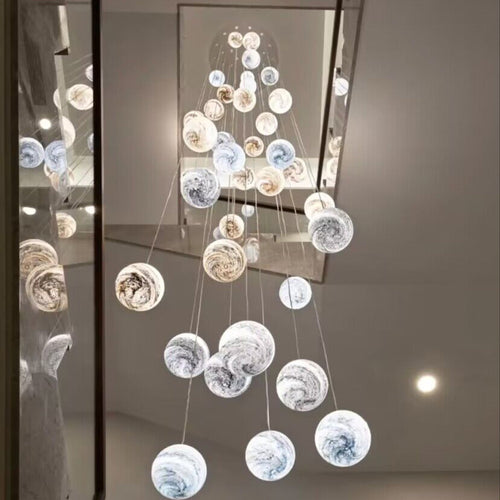 Nordic Planet Creative Long Ball Pendant Chandelier Staircase Foyer - Richardrider