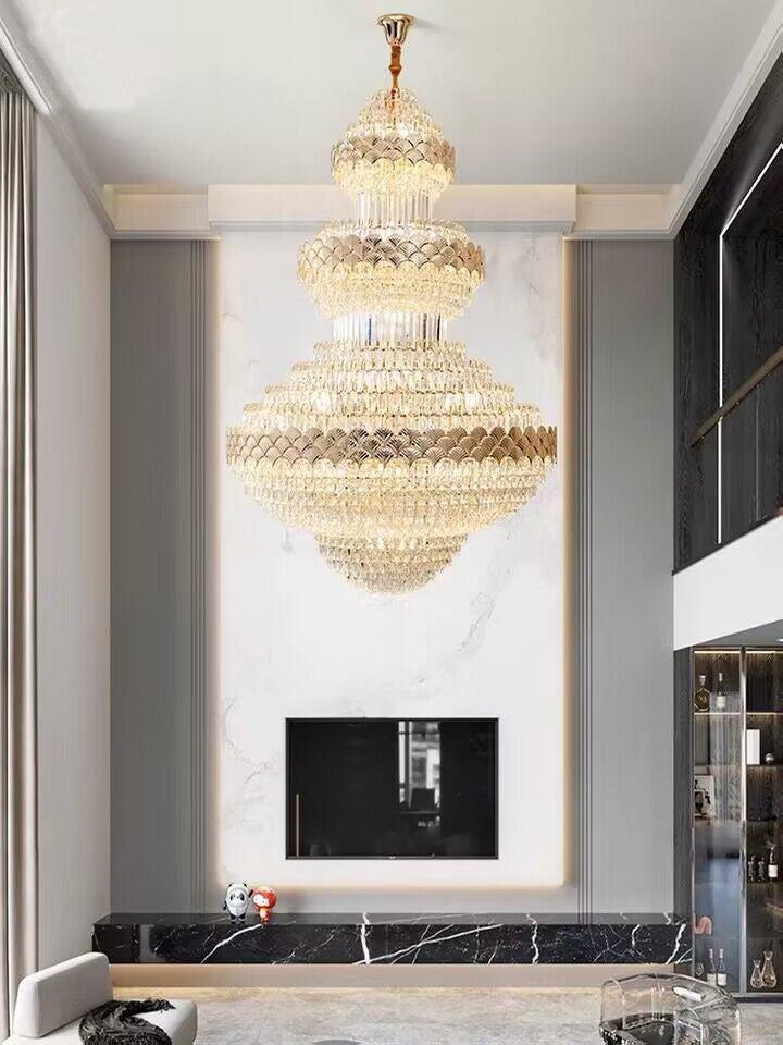 Extra Large Multi-layers Gold Luxury Crystal Chandelier Modern Empire Decrative Crystal Light For Living Room/Foyer/Staircase - Richardrider