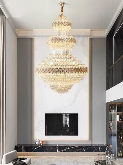 Extra Large Multi-layers Gold Luxury Crystal Chandelier Modern Empire Decrative Crystal Light For Living Room/Foyer/Staircase - Richardrider