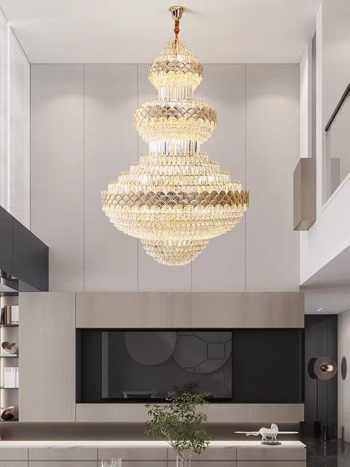 Extra Large Multi-layers Gold Luxury Crystal Chandelier Modern Empire Decrative Crystal Light For Living Room/Foyer/Staircase - Richardrider
