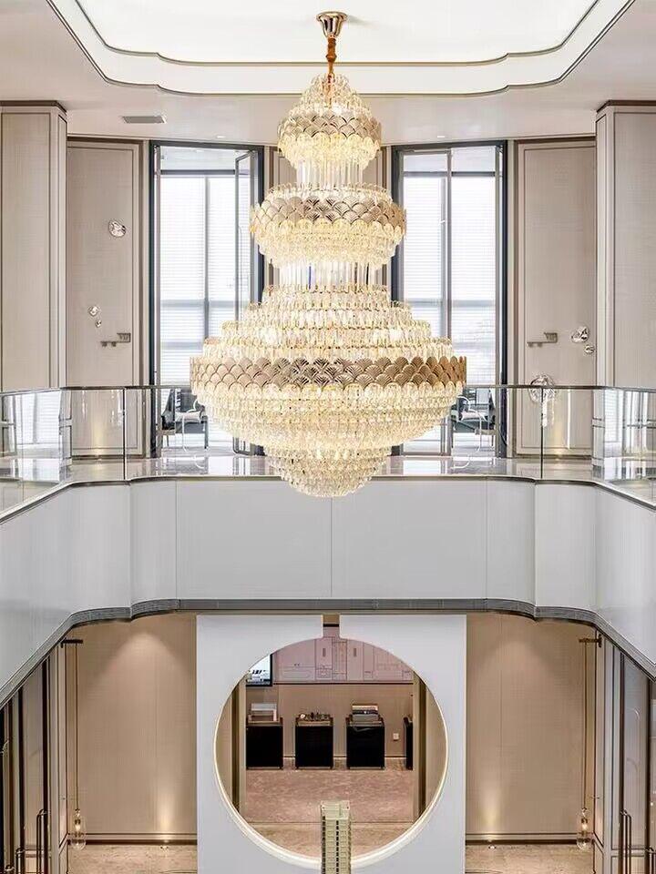 Extra Large Multi-layers Gold Luxury Crystal Chandelier Modern Empire Decrative Crystal Light For Living Room/Foyer/Staircase - Richardrider