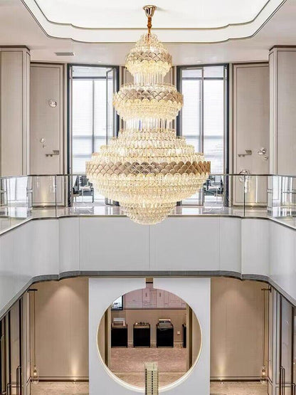 Extra Large Multi-layers Gold Luxury Crystal Chandelier Modern Empire Decrative Crystal Light For Living Room/Foyer/Staircase - Richardrider