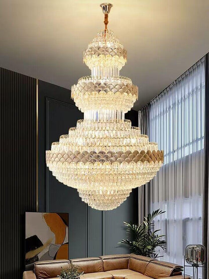 Extra Large Multi-layers Gold Luxury Crystal Chandelier Modern Empire Decrative Crystal Light For Living Room/Foyer/Staircase - Richardrider