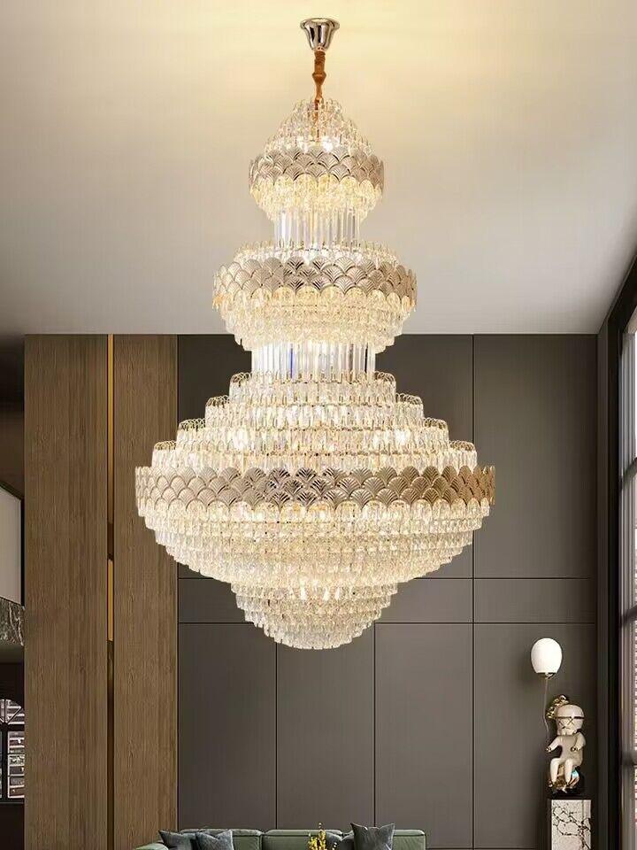 Extra Large Multi-layers Gold Luxury Crystal Chandelier Modern Empire Decrative Crystal Light For Living Room/Foyer/Staircase - Richardrider