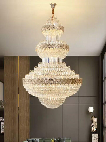 Extra Large Multi-layers Gold Luxury Crystal Chandelier Modern Empire Decrative Crystal Light For Living Room/Foyer/Staircase - Richardrider