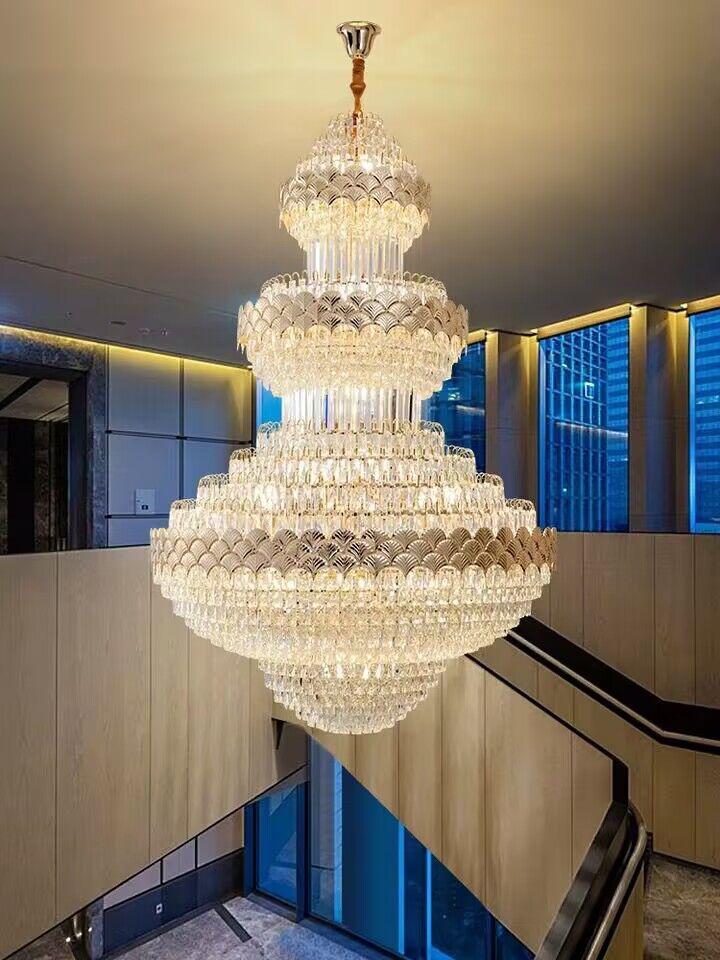 Extra Large Multi-layers Gold Luxury Crystal Chandelier Modern Empire Decrative Crystal Light For Living Room/Foyer/Staircase - Richardrider