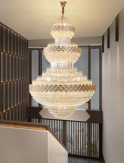 Extra Large Multi-layers Gold Luxury Crystal Chandelier Modern Empire Decrative Crystal Light For Living Room/Foyer/Staircase - Richardrider