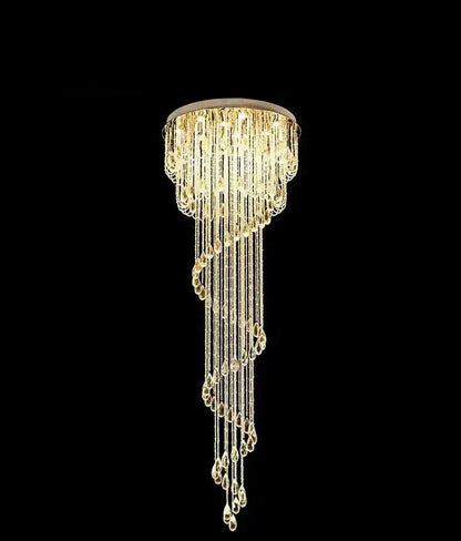 Oversized Modern Cascade Spiral Crystal Staircase Chandelier For Duplex Building - Richardrider