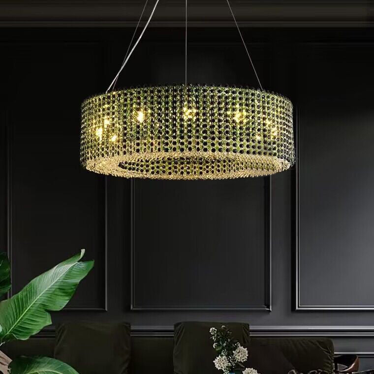 Italian Modern Light Luxury Round Crystal Chandelier Decorative Light Fixture for Living Room/Dining Room